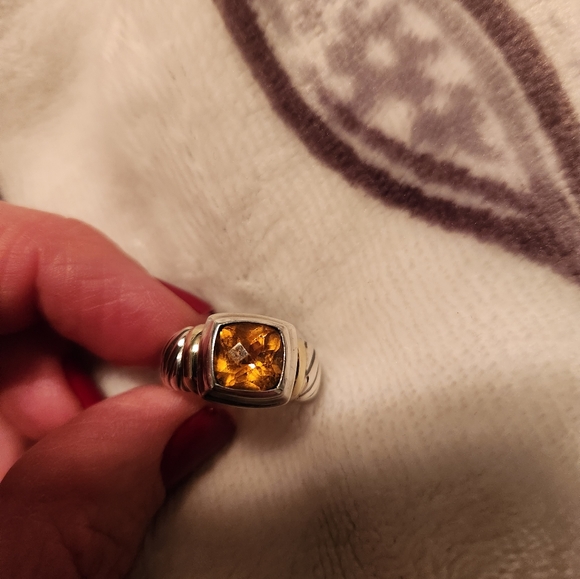 David Yurman citrine ring size 6 1/2 14 karate yellow gold with sterling silver - Picture 7 of 12
